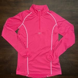Helly Hansen mid layer long sleeve active top, sz:med, color:pink stretch fabric